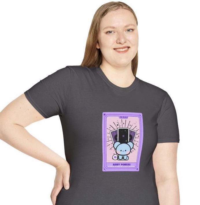 BTS Kpop Shirt, BT21 Koya Tarot Design, Fan Gift, Concert Outfit Tee, Unisex Cotton Top