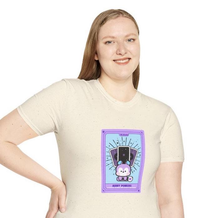 BTS Kpop shirt, BT21 Mang Tarot Tee, Army Fan Merch, Concert Outfit, Unisex Cotton T-Shirt