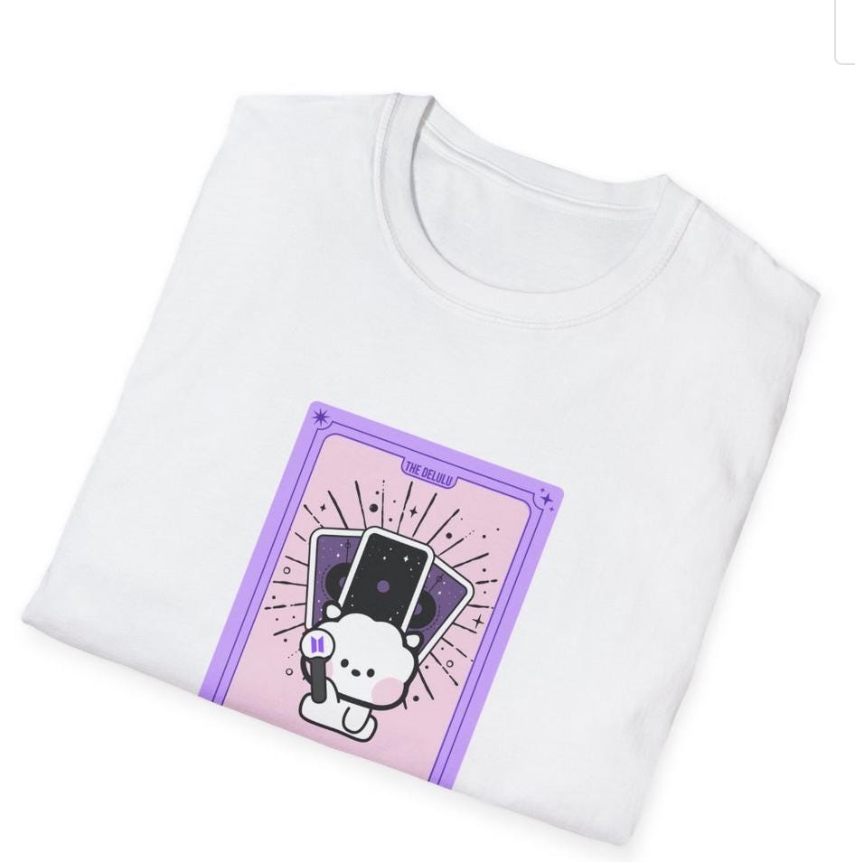 BTS Kpop Shirt, BT21 RJ Tarot Tee, Army Fan Merch, Concert Outfit, Unisex Cotton T-Shirt