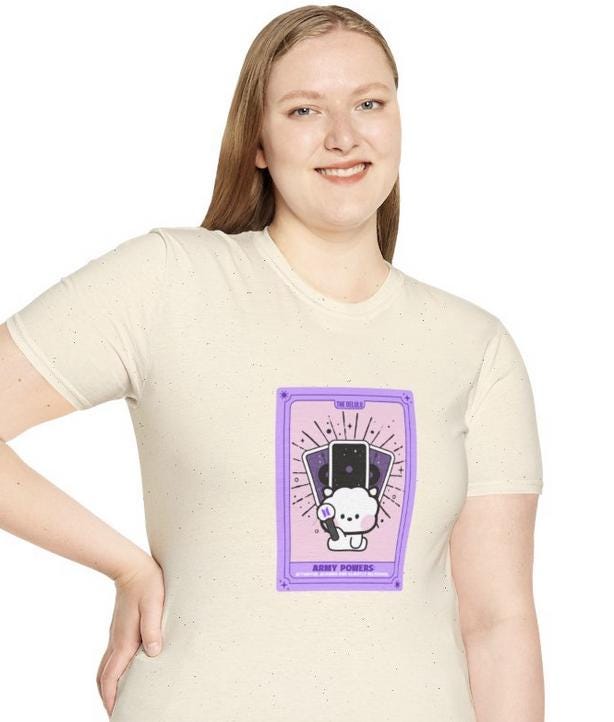 BTS Kpop Shirt, BT21 RJ Tarot Tee, Army Fan Merch, Concert Outfit, Unisex Cotton T-Shirt