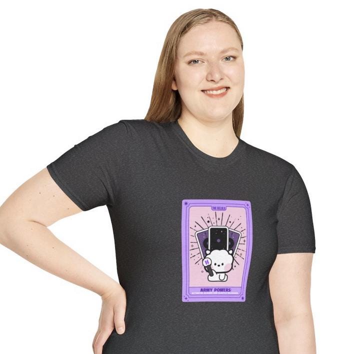 BTS Kpop Shirt, BT21 RJ Tarot Tee, Army Fan Merch, Concert Outfit, Unisex Cotton T-Shirt