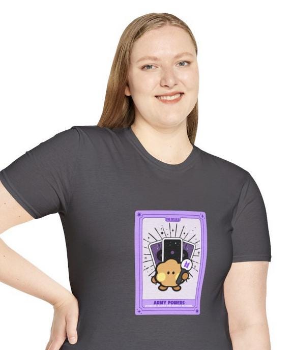 BTS Kpop Shirt, BT21 Shooky Tarot Design, Fan Gift, Concert Outfit Tee, Unisex Cotton Top