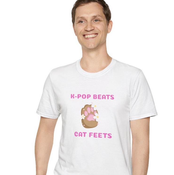 Kpop Cat Shirt, Beats and Cat Feets Tee, Funny Fan Merch, Cute Aesthetic Outfit, Unisex Cotton Top