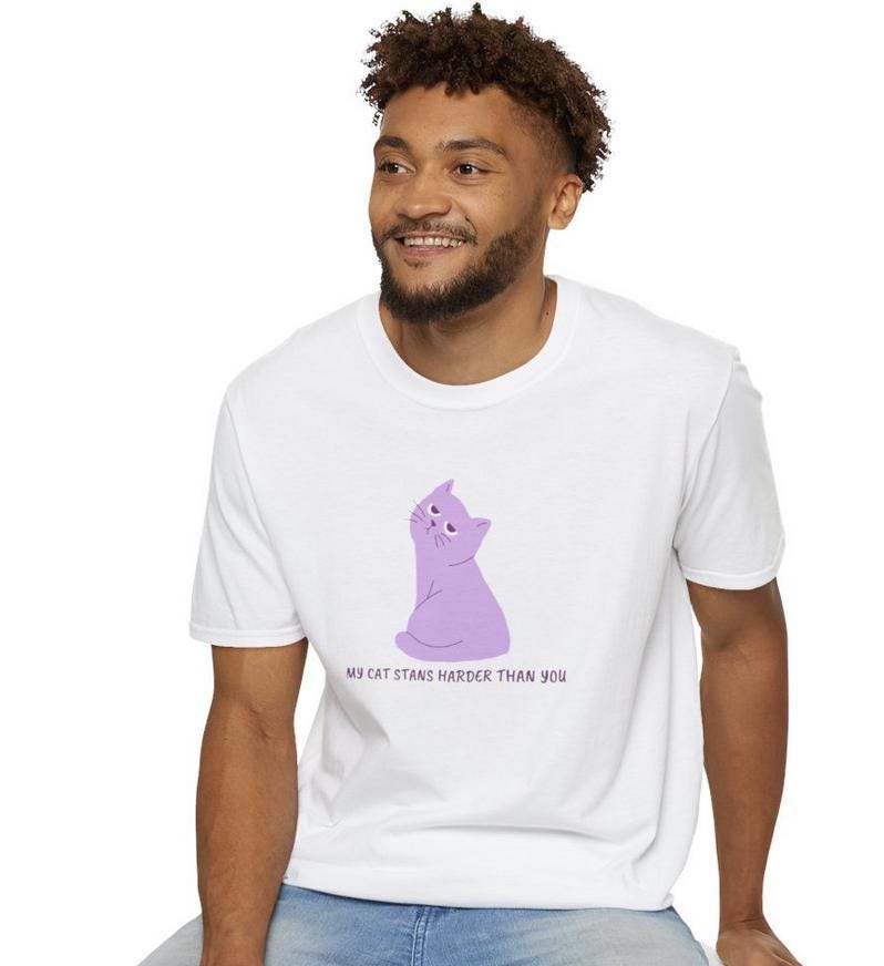 Kpop Cat Shirt, My Cat Stans Harder Tee, Funny Fan Merch, Concert Outfit, Unisex Cotton Shirt