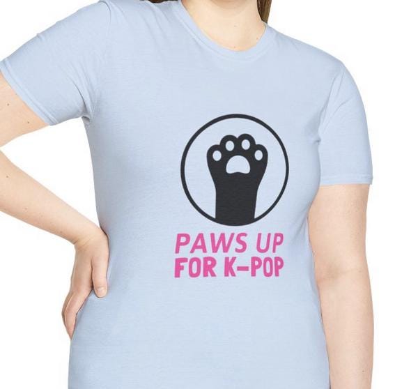 Kpop Shirt, Paws Up for Kpop Tee, Fan Merch, Concert Outfit, Unisex Cotton T-Shirt
