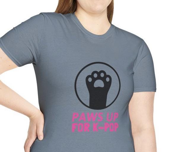 Kpop Shirt, Paws Up for Kpop Tee, Fan Merch, Concert Outfit, Unisex Cotton T-Shirt
