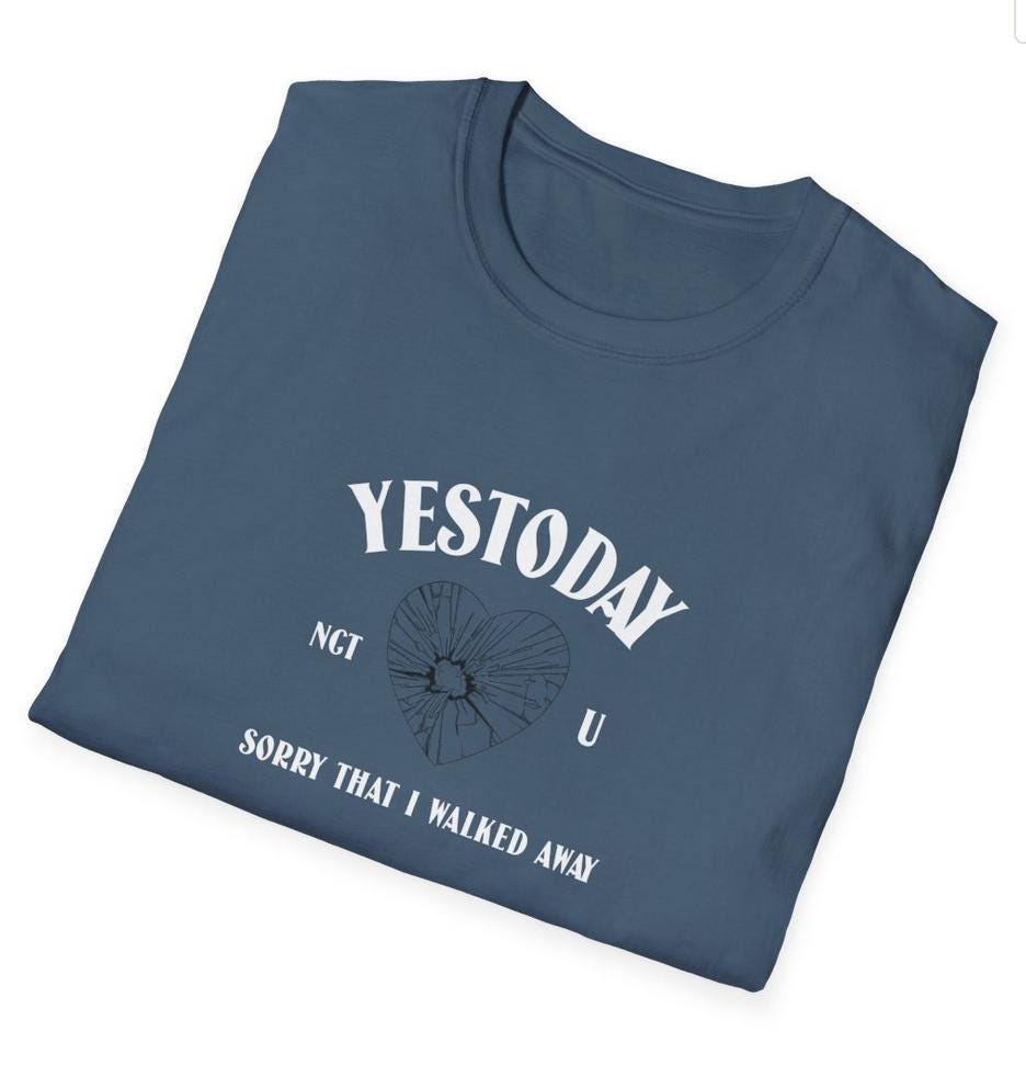 NCT U Kpop Shirt, Yestoday Lyric Tee, Fan Merch, Concert Outfit, Unisex Cotton T-Shirt