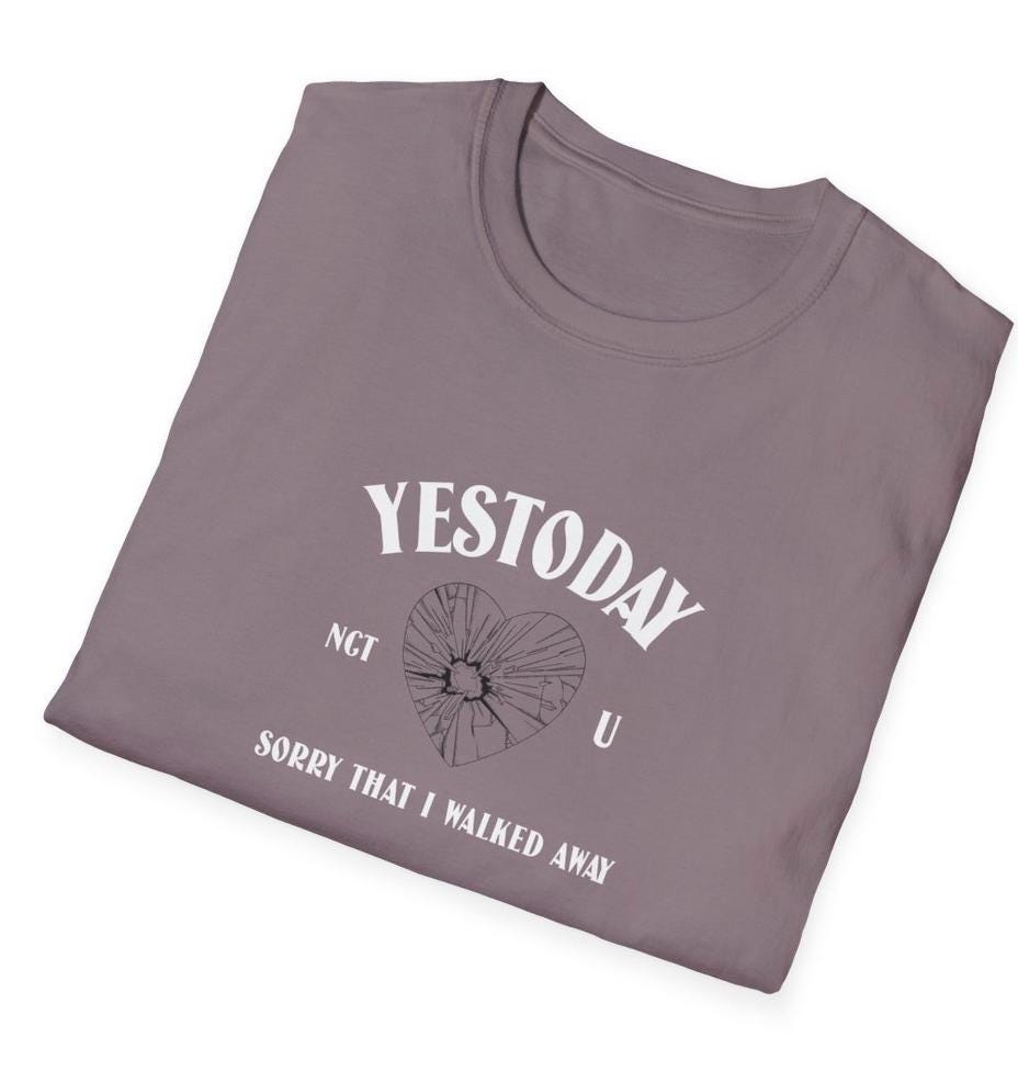 NCT U Kpop Shirt, Yestoday Lyric Tee, Fan Merch, Concert Outfit, Unisex Cotton T-Shirt