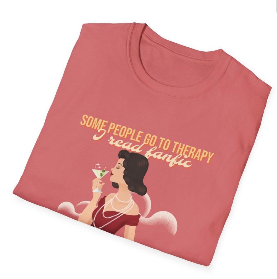 Kpop Fan Shirt, Some People Go to Therapy I Read Fanfic Tee, Funny Fanfiction Merch, Aesthetic Outfit, Unisex Cotton T-Shirt