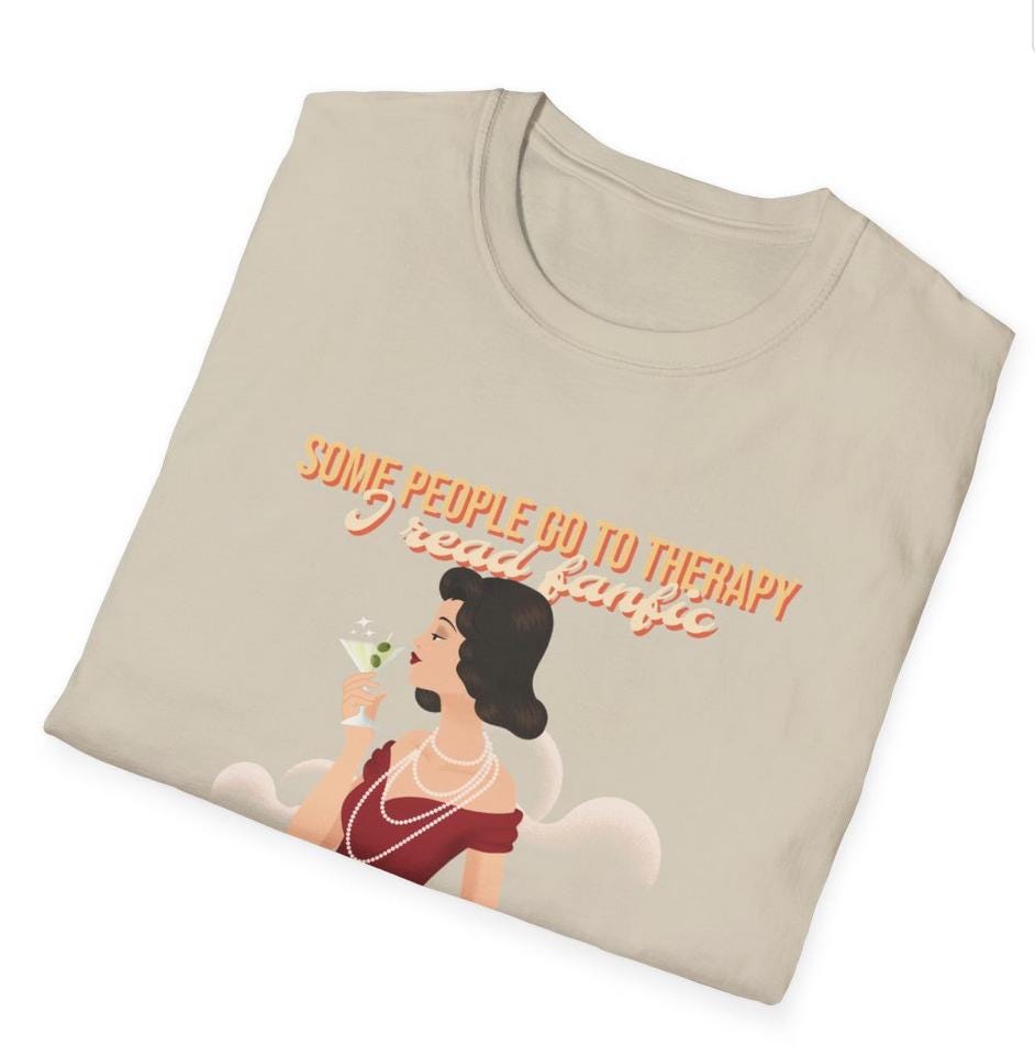Kpop Fan Shirt, Some People Go to Therapy I Read Fanfic Tee, Funny Fanfiction Merch, Aesthetic Outfit, Unisex Cotton T-Shirt