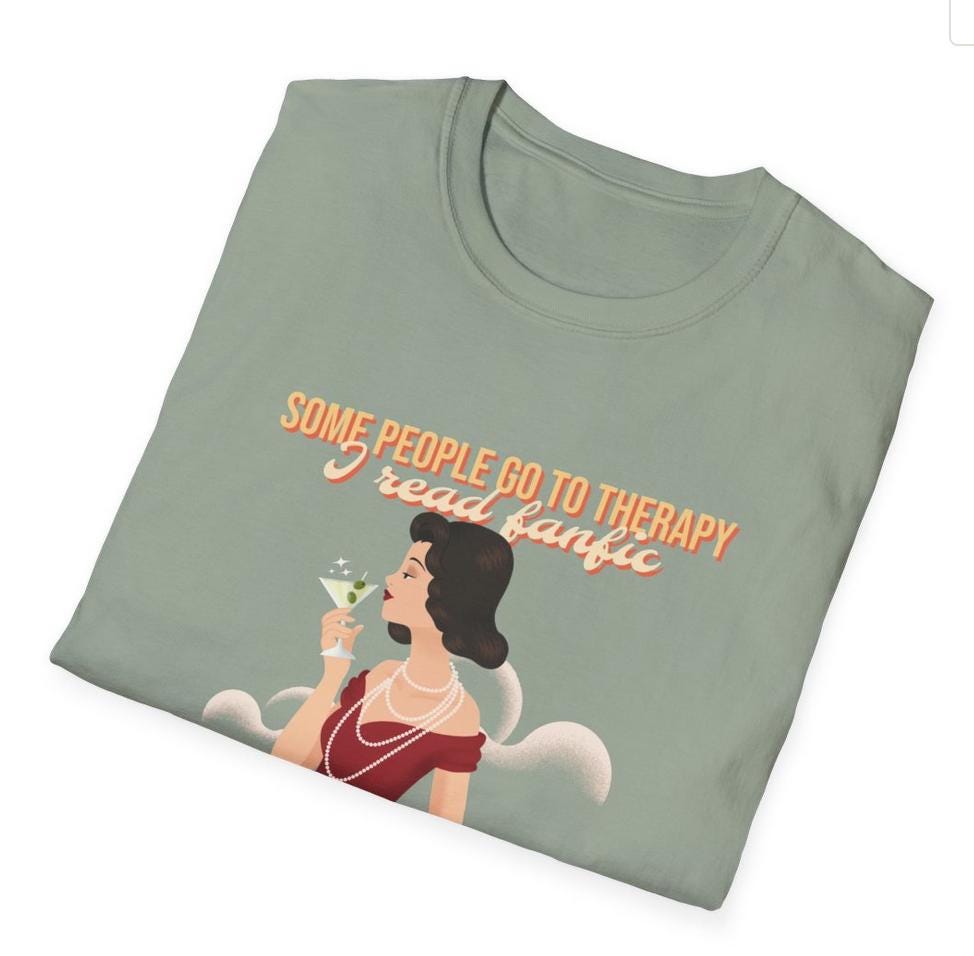 Kpop Fan Shirt, Some People Go to Therapy I Read Fanfic Tee, Funny Fanfiction Merch, Aesthetic Outfit, Unisex Cotton T-Shirt