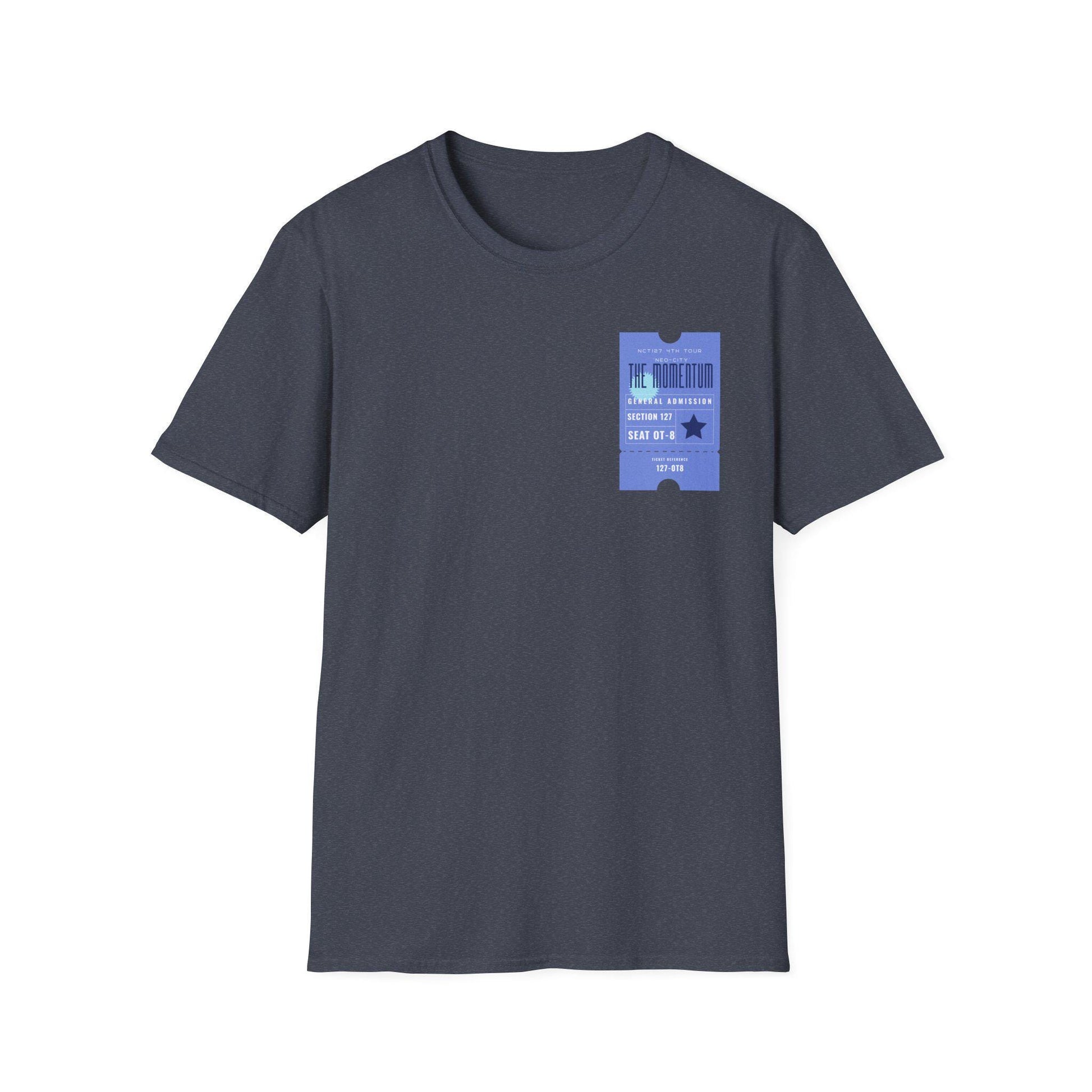 NCT 127 Tour Shirt, Momentum Inspired Ticket Graphic Tee, Kpop Fan Merch, Unisex Cotton T-Shirt