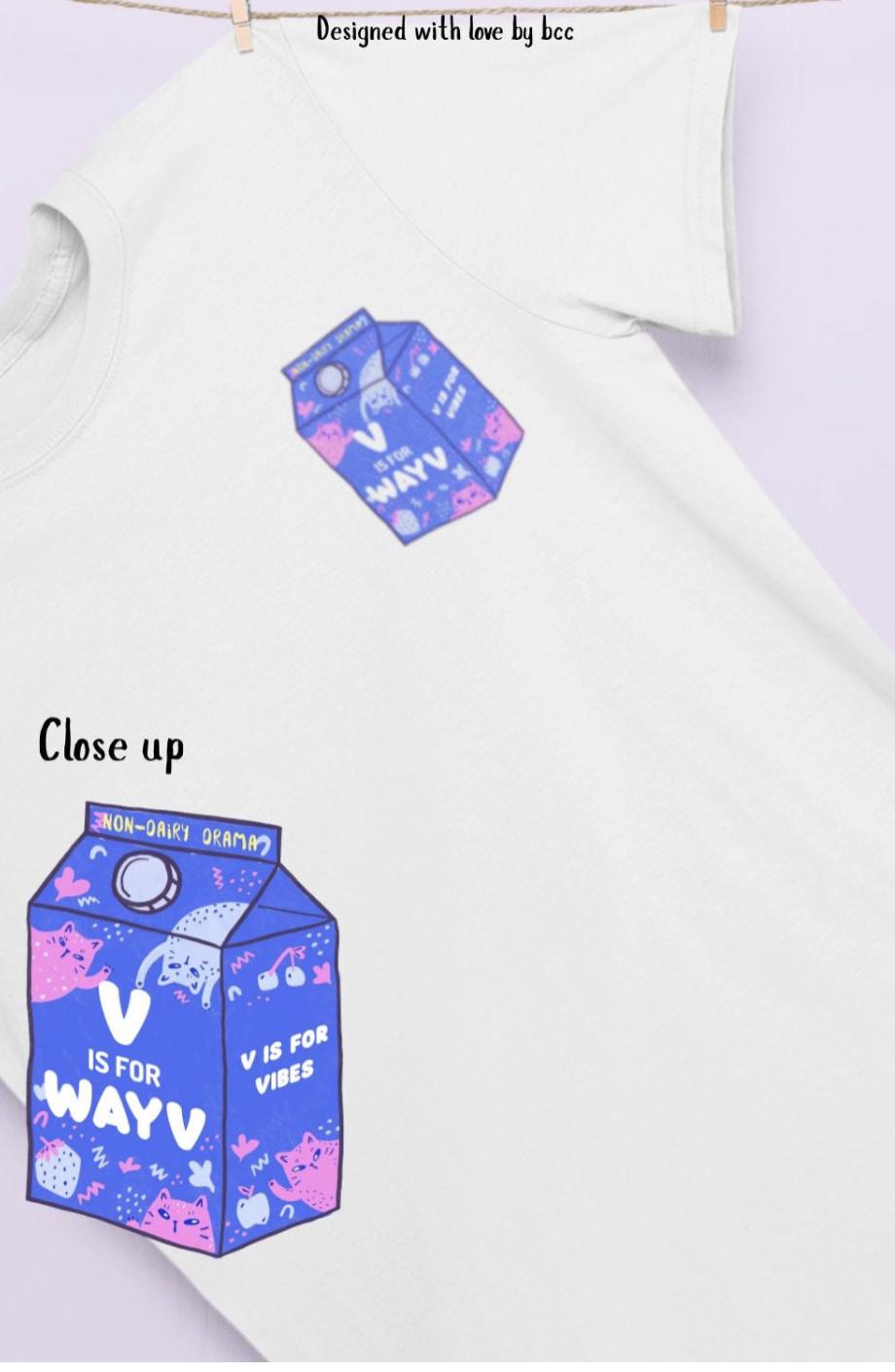 WayV Kpop Shirt, Non Dairy Drama Tee, V Is For WayV Milk Carton Graphic, Funny Fan Merch