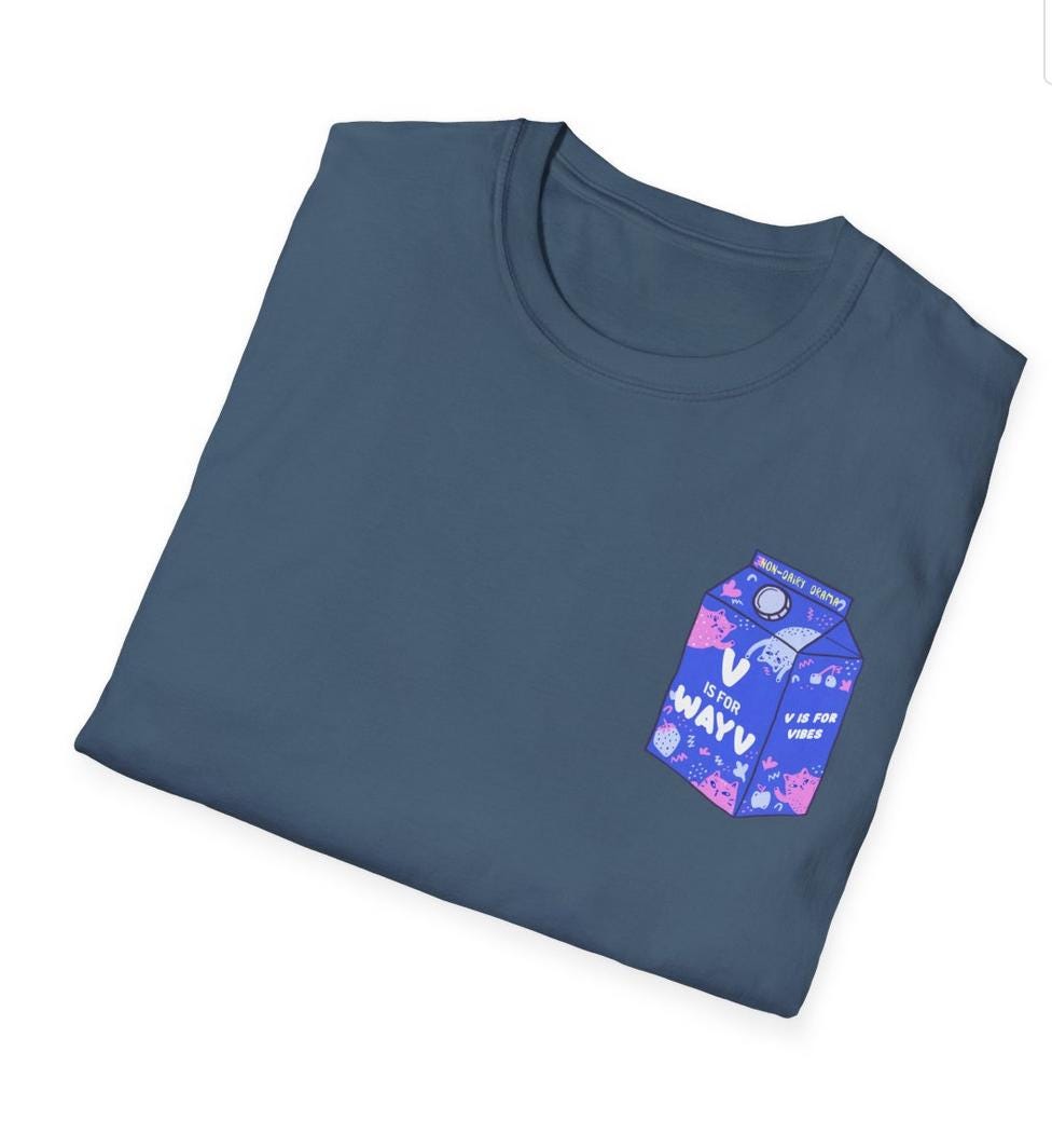 WayV Kpop Shirt, Non Dairy Drama Tee, V Is For WayV Milk Carton Graphic, Funny Fan Merch