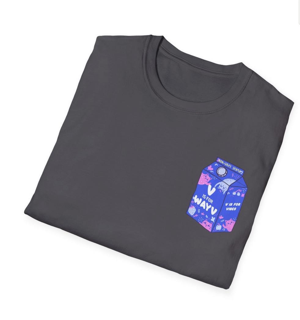 WayV Kpop Shirt, Non Dairy Drama Tee, V Is For WayV Milk Carton Graphic, Funny Fan Merch