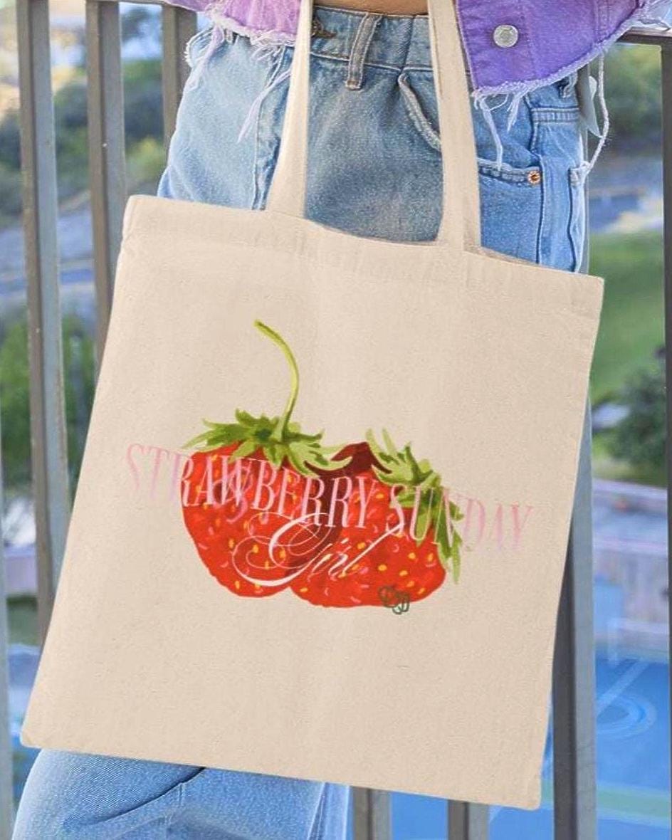 NCT DoJaeJung Kpop Tote Bag, Strawberry Sunday Tote, Fan Merch, Aesthetic Gift, Reusable Shopper