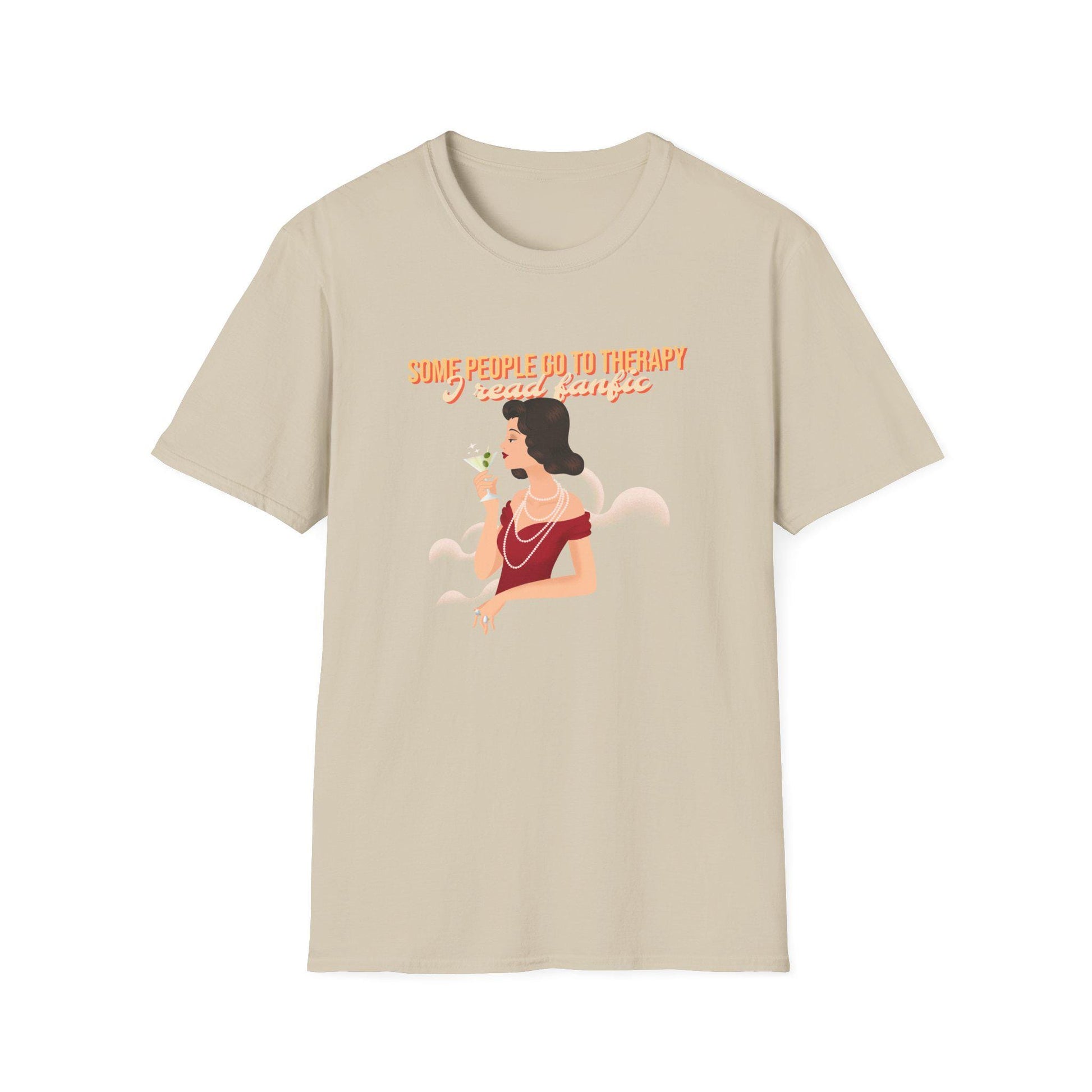 Kpop Fan Shirt, Some People Go to Therapy I Read Fanfic Tee, Funny Fanfiction Merch, Aesthetic Outfit, Unisex Cotton T-Shirt