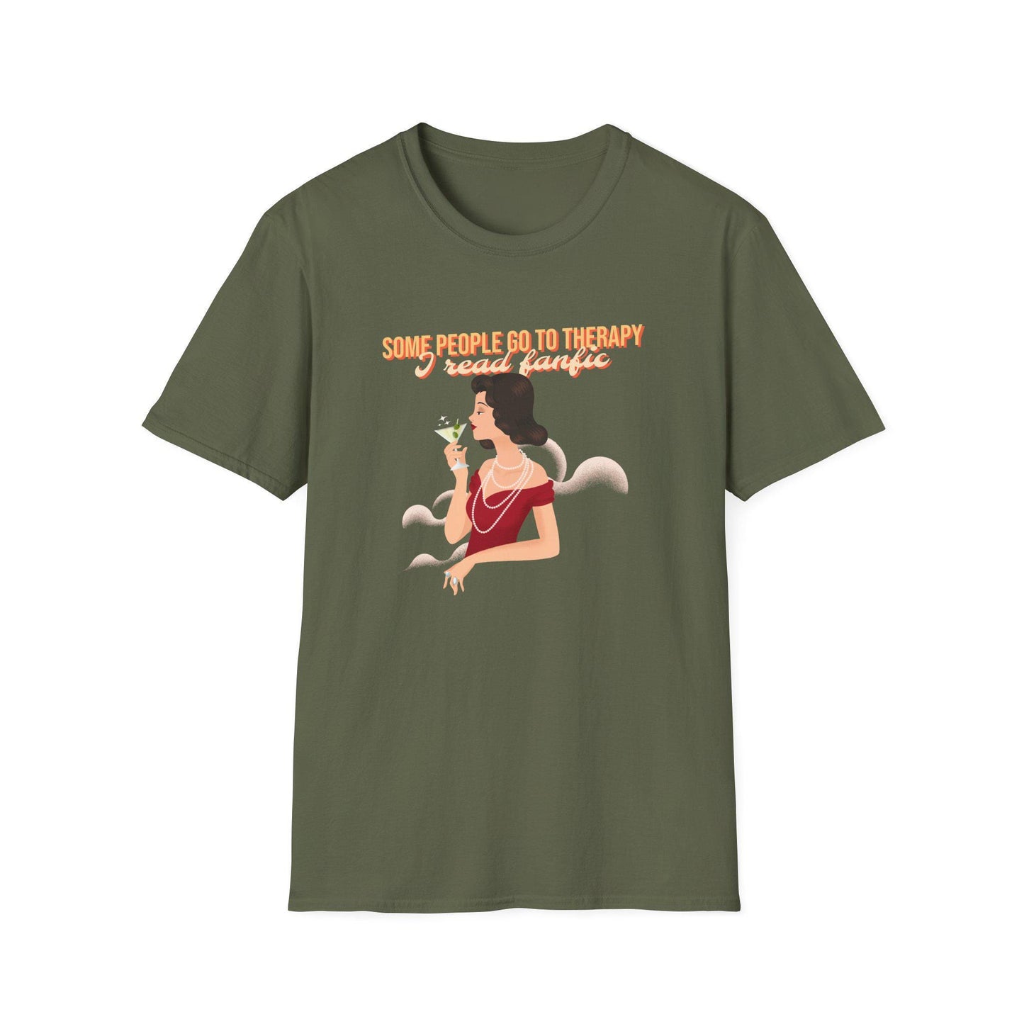 Kpop Fan Shirt, Some People Go to Therapy I Read Fanfic Tee, Funny Fanfiction Merch, Aesthetic Outfit, Unisex Cotton T-Shirt