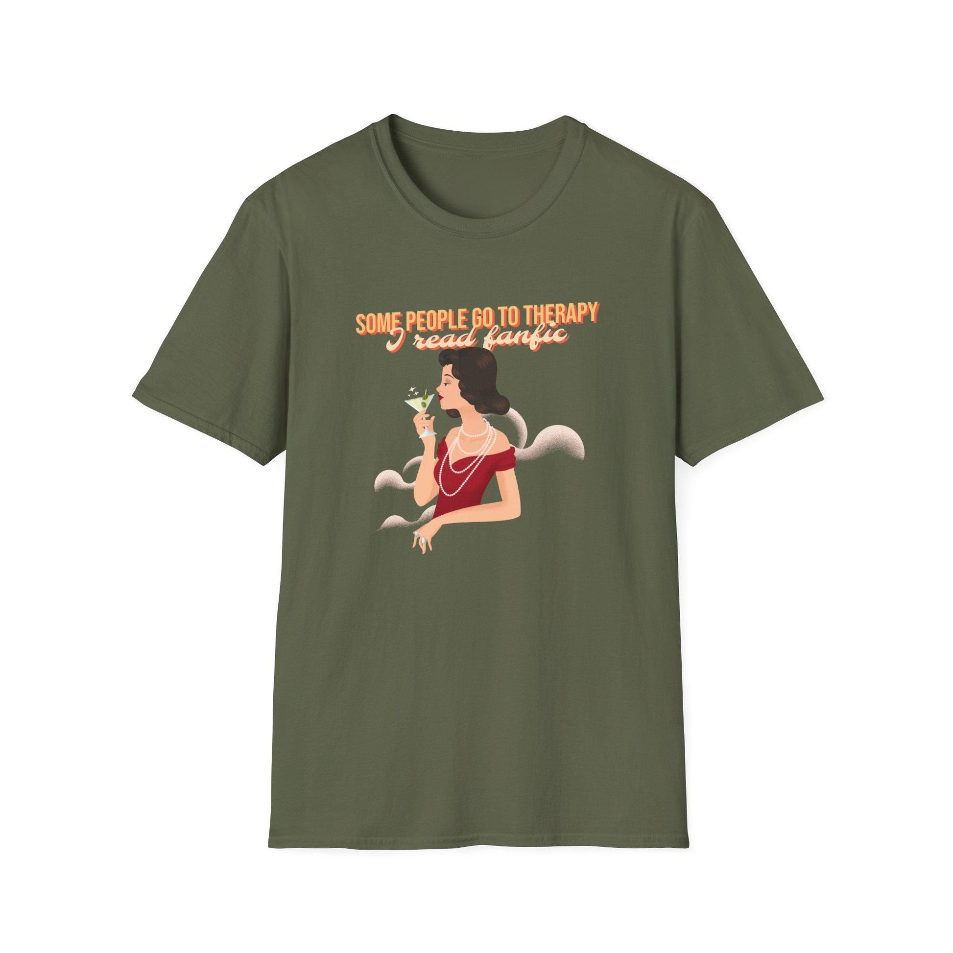 Kpop Fan Shirt, Some People Go to Therapy I Read Fanfic Tee, Funny Fanfiction Merch, Aesthetic Outfit, Unisex Cotton T-Shirt