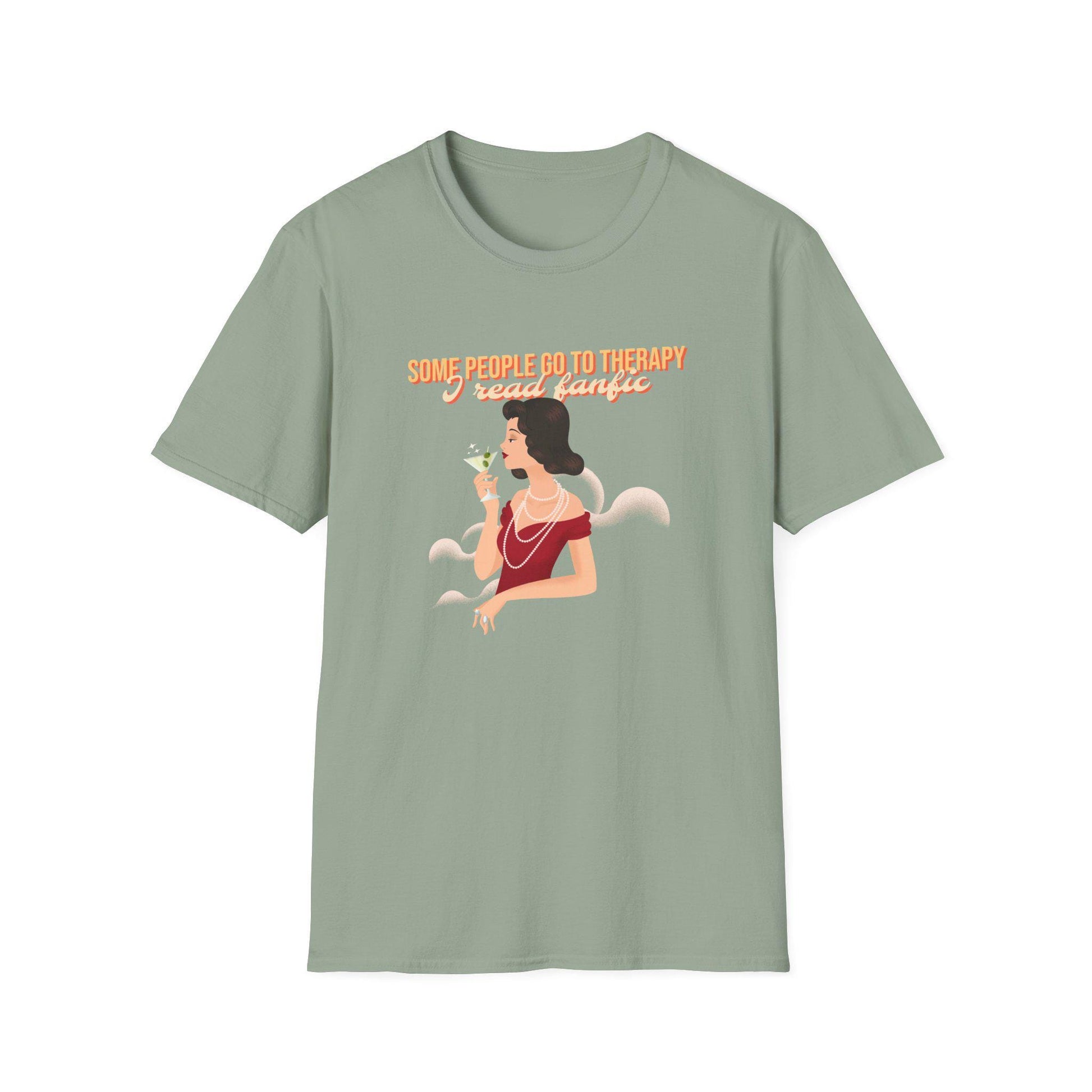 Kpop Fan Shirt, Some People Go to Therapy I Read Fanfic Tee, Funny Fanfiction Merch, Aesthetic Outfit, Unisex Cotton T-Shirt