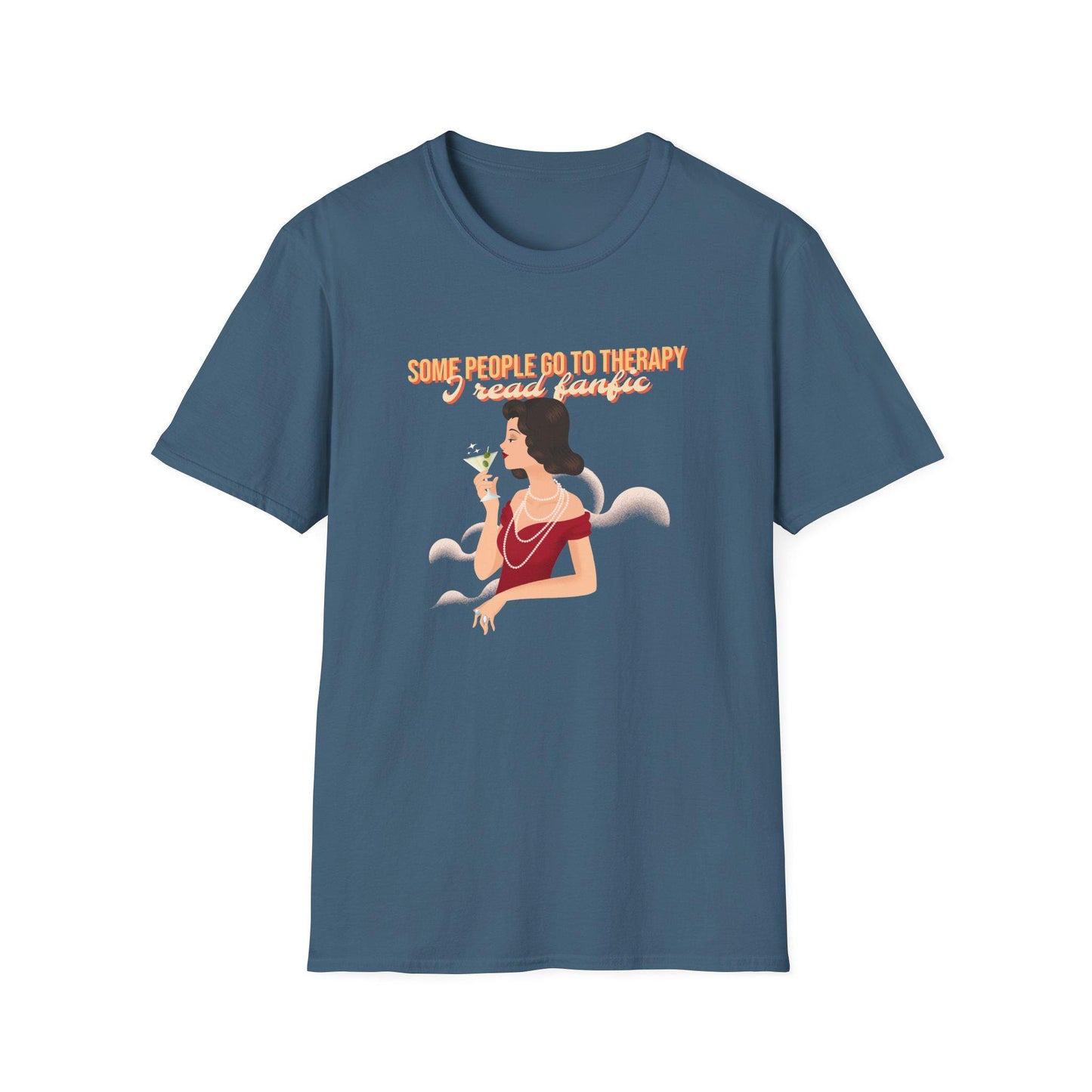 Kpop Fan Shirt, Some People Go to Therapy I Read Fanfic Tee, Funny Fanfiction Merch, Aesthetic Outfit, Unisex Cotton T-Shirt
