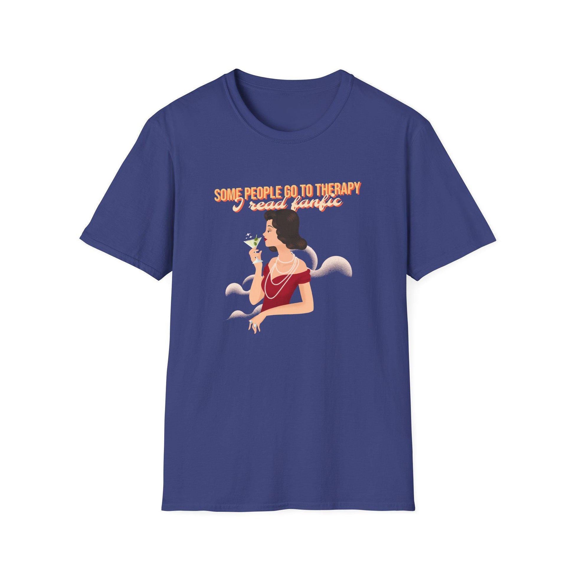 Kpop Fan Shirt, Some People Go to Therapy I Read Fanfic Tee, Funny Fanfiction Merch, Aesthetic Outfit, Unisex Cotton T-Shirt