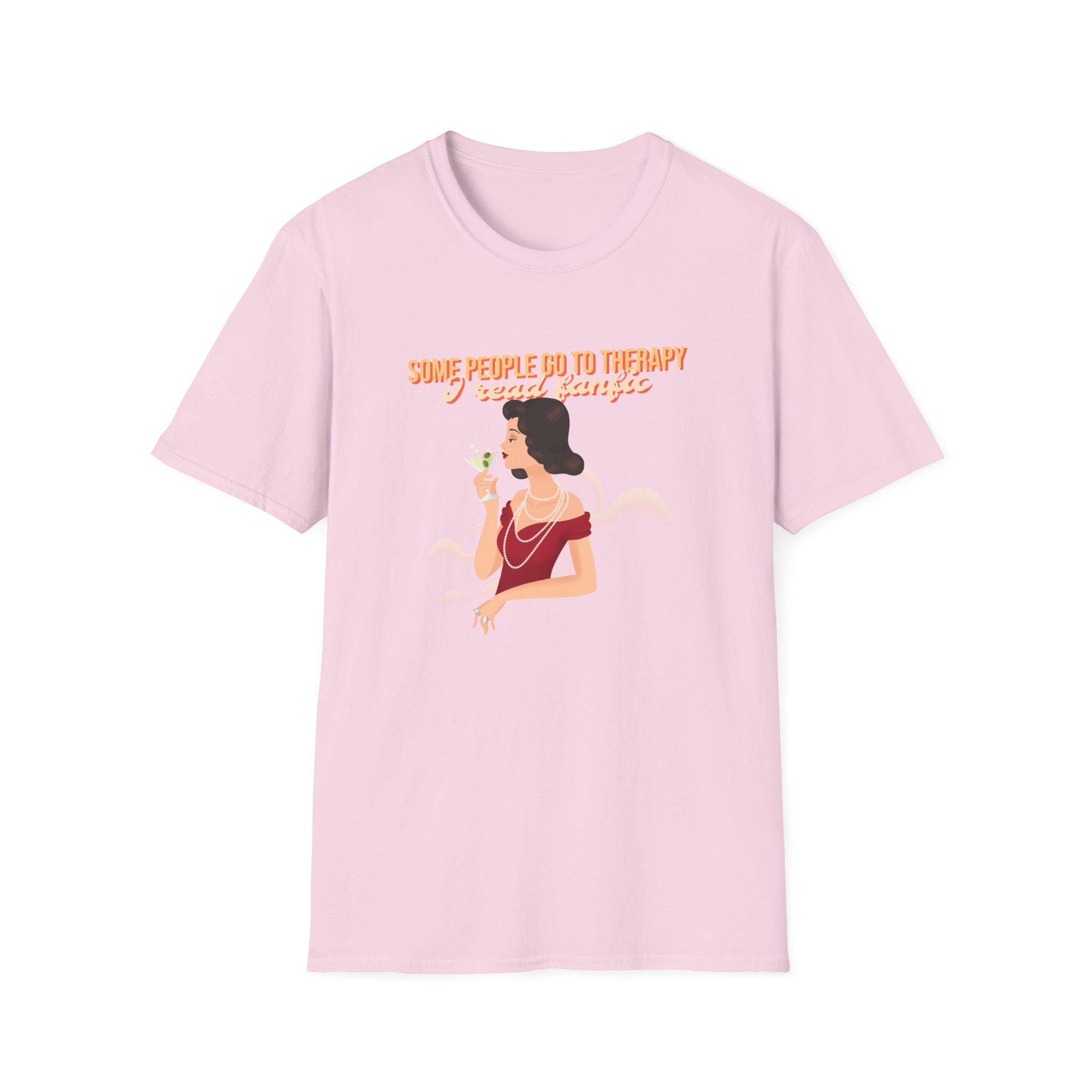 Kpop Fan Shirt, Some People Go to Therapy I Read Fanfic Tee, Funny Fanfiction Merch, Aesthetic Outfit, Unisex Cotton T-Shirt