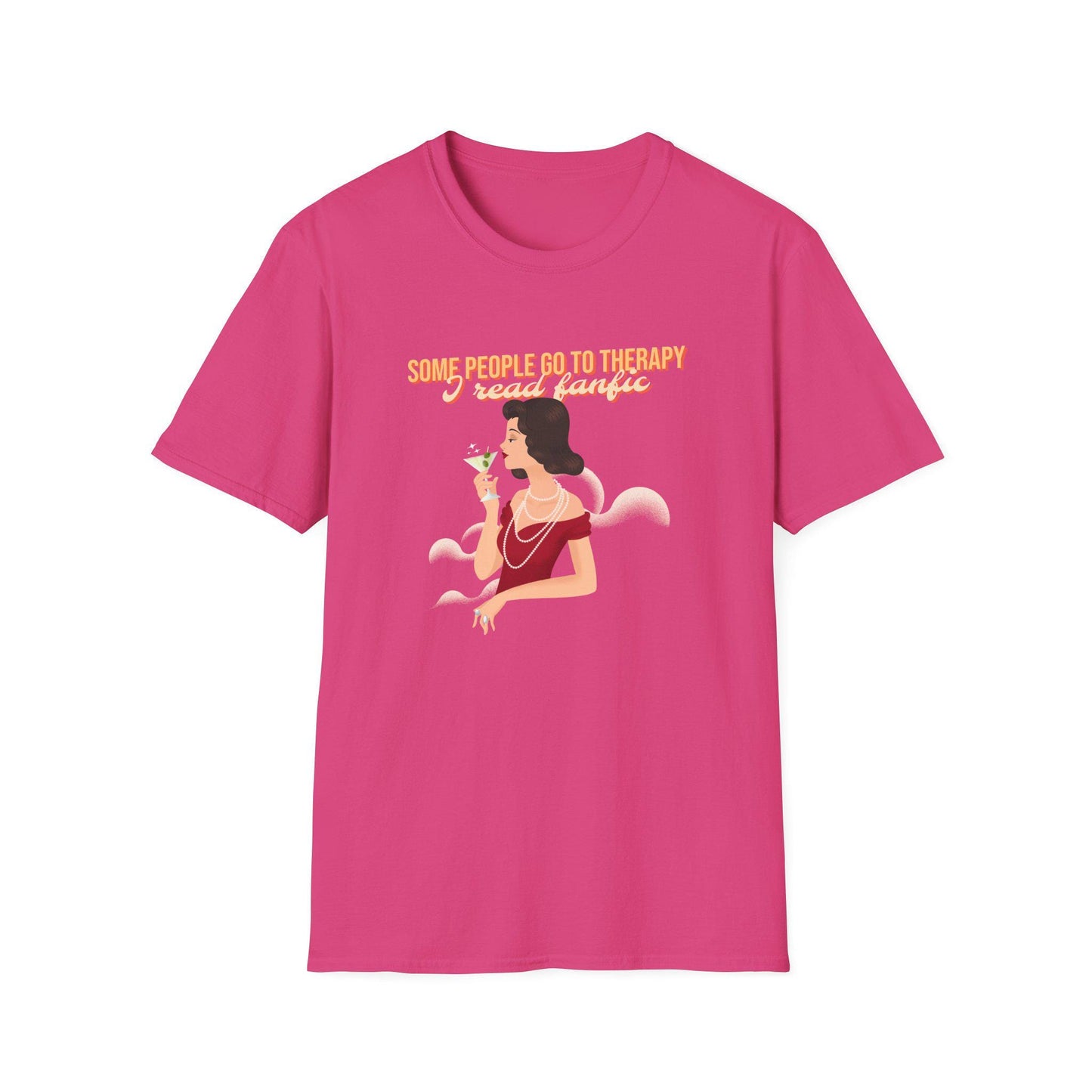 Kpop Fan Shirt, Some People Go to Therapy I Read Fanfic Tee, Funny Fanfiction Merch, Aesthetic Outfit, Unisex Cotton T-Shirt