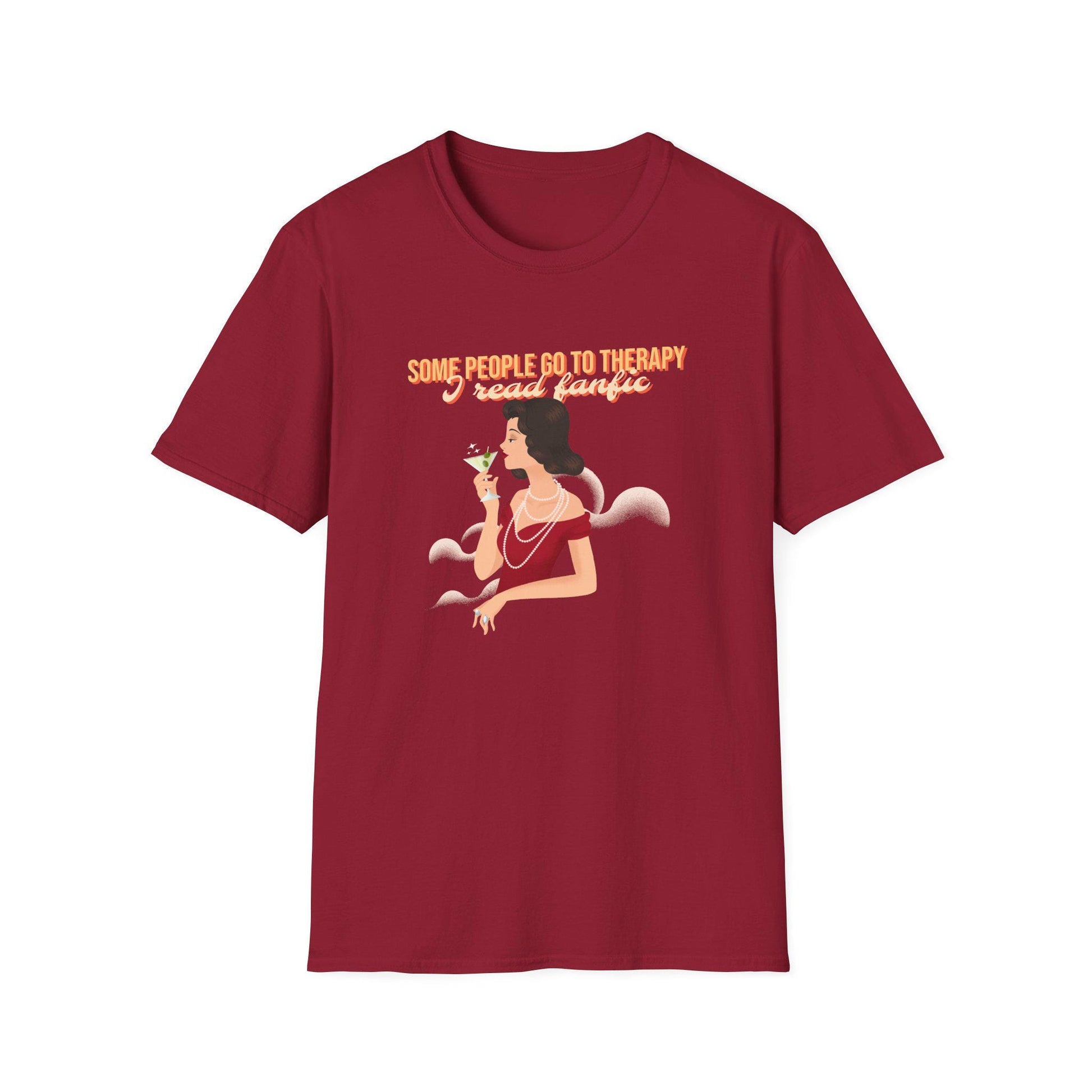 Kpop Fan Shirt, Some People Go to Therapy I Read Fanfic Tee, Funny Fanfiction Merch, Aesthetic Outfit, Unisex Cotton T-Shirt