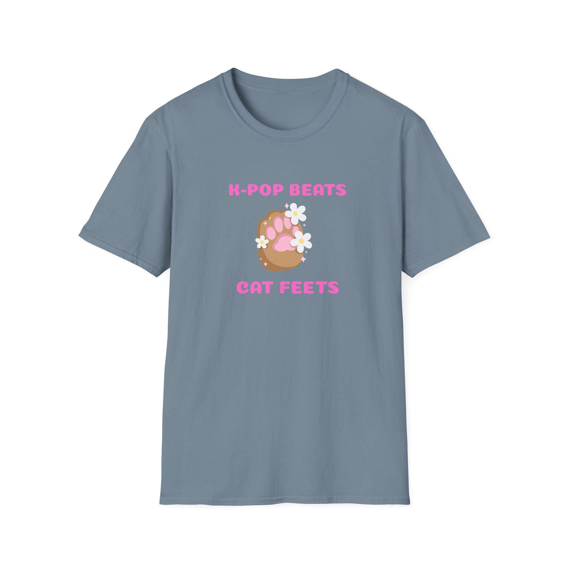 Kpop Cat Shirt, Beats and Cat Feets Tee, Funny Fan Merch, Cute Aesthetic Outfit, Unisex Cotton Top