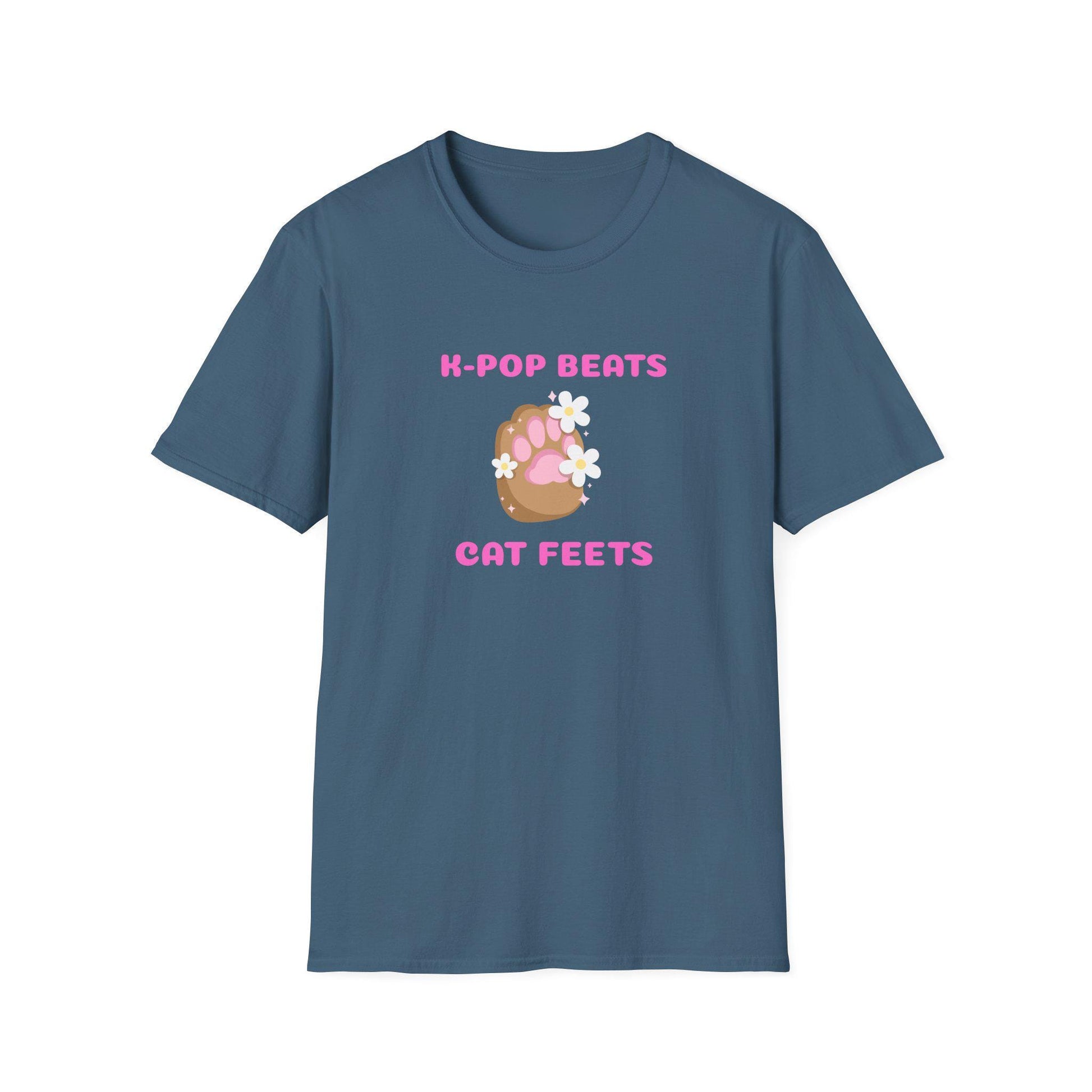 Kpop Cat Shirt, Beats and Cat Feets Tee, Funny Fan Merch, Cute Aesthetic Outfit, Unisex Cotton Top