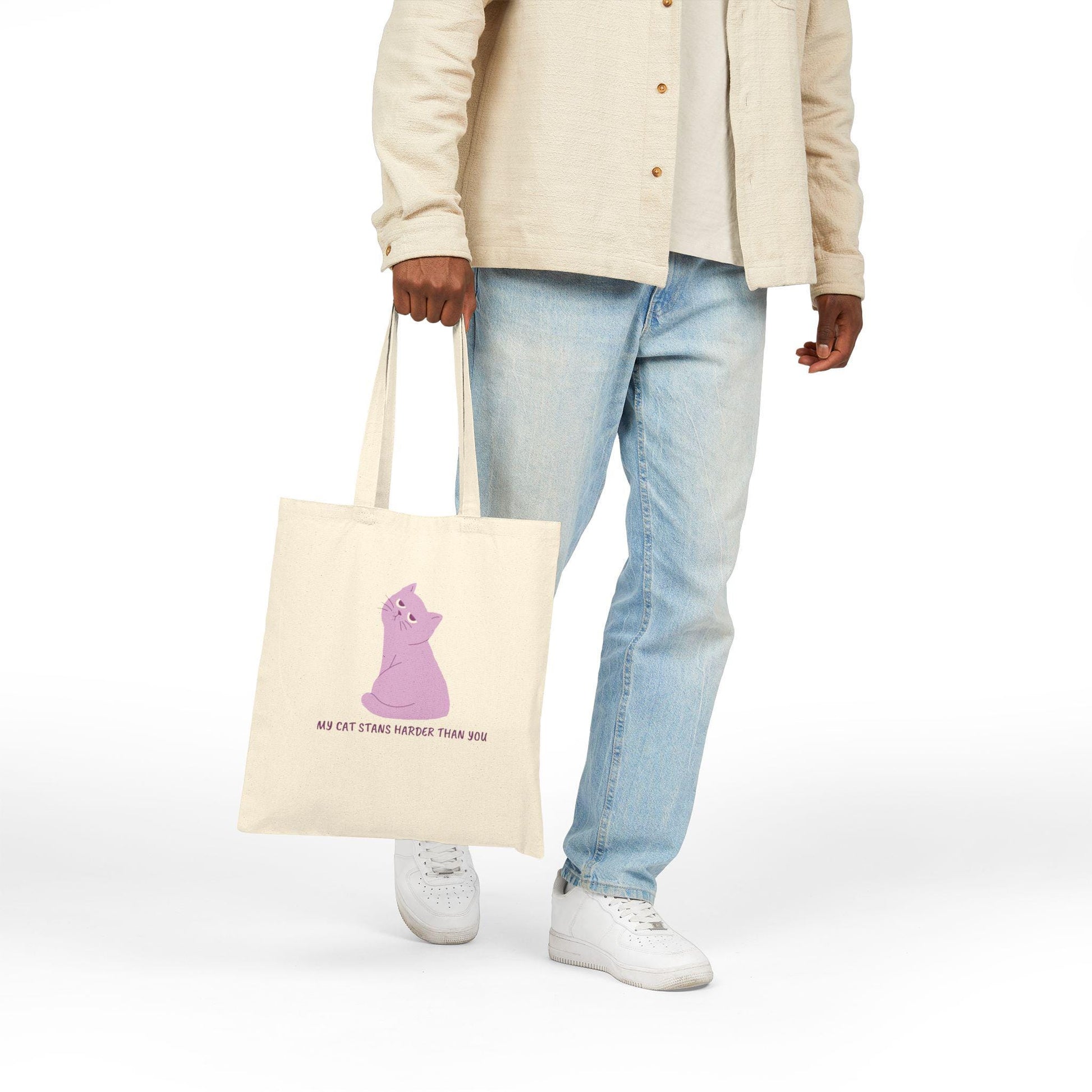 Kpop Cat Tote Bag, My Cat Stans Harder Than You Tote, Funny Fan Merch, Aesthetic Gift, Reusable Shopper