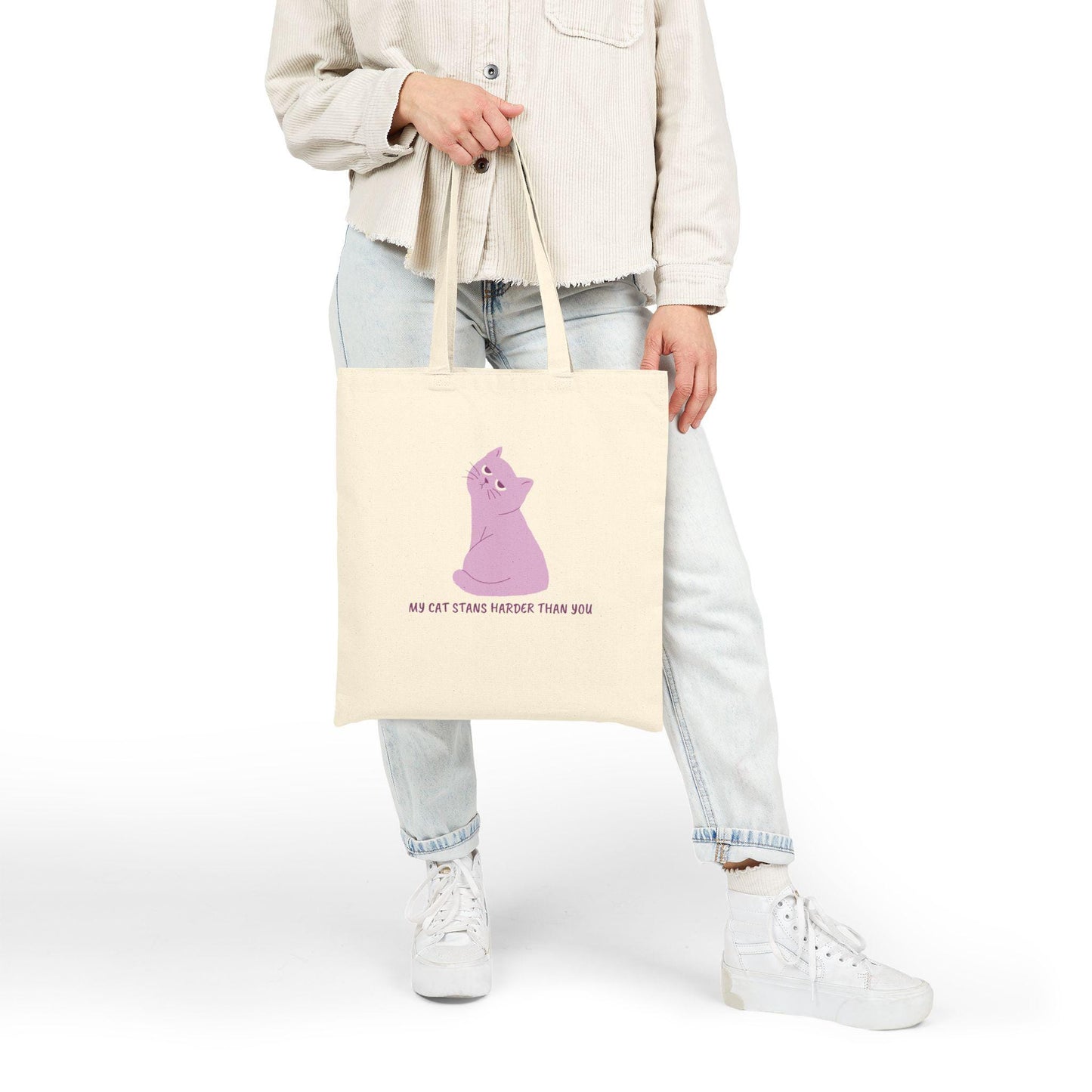 Kpop Cat Tote Bag, My Cat Stans Harder Than You Tote, Funny Fan Merch, Aesthetic Gift, Reusable Shopper