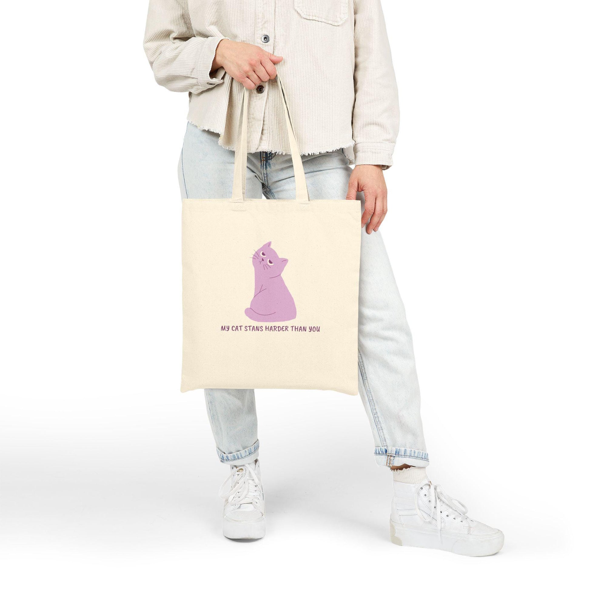 Kpop Cat Tote Bag, My Cat Stans Harder Than You Tote, Funny Fan Merch, Aesthetic Gift, Reusable Shopper