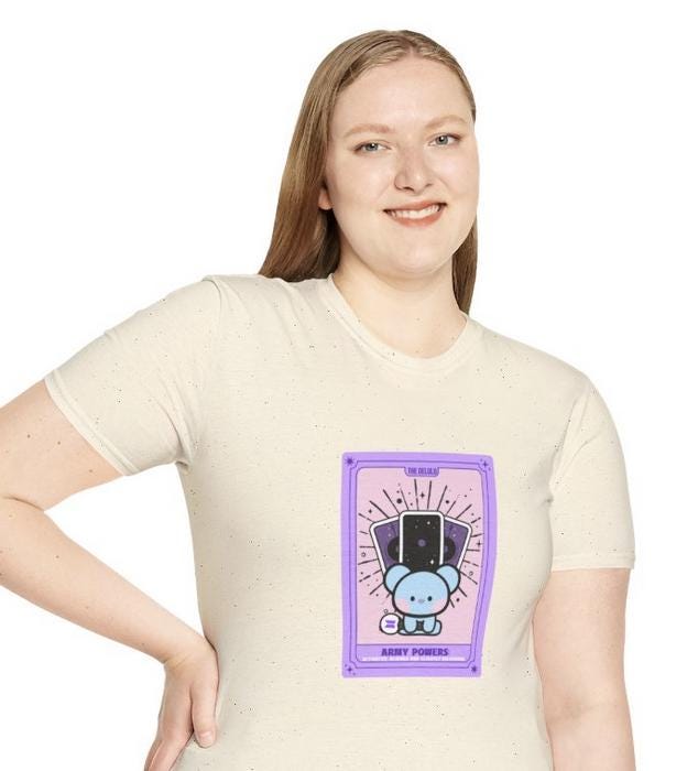 BTS Kpop Shirt, BT21 Koya Tarot Design, Fan Gift, Concert Outfit Tee, Unisex Cotton Top