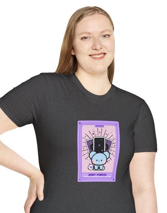 BTS Kpop Shirt, BT21 Koya Tarot Design, Fan Gift, Concert Outfit Tee, Unisex Cotton Top