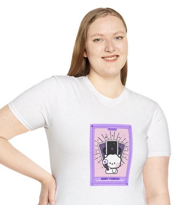 BTS Kpop Shirt, BT21 RJ Tarot Tee, Army Fan Merch, Concert Outfit, Unisex Cotton T-Shirt