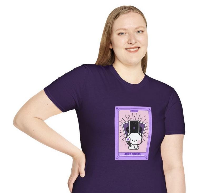 BTS Kpop Shirt, BT21 RJ Tarot Tee, Army Fan Merch, Concert Outfit, Unisex Cotton T-Shirt