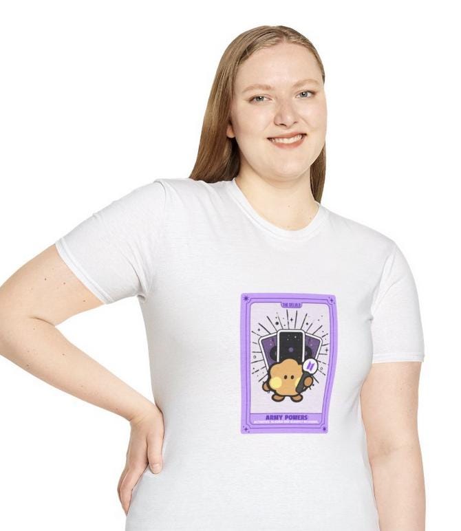 BTS Kpop Shirt, BT21 Shooky Tarot Design, Fan Gift, Concert Outfit Tee, Unisex Cotton Top