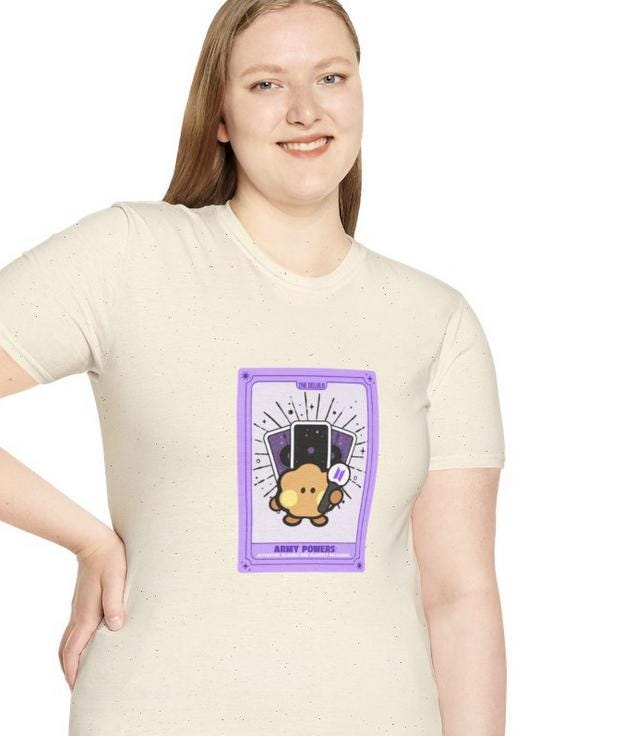 BTS Kpop Shirt, BT21 Shooky Tarot Design, Fan Gift, Concert Outfit Tee, Unisex Cotton Top