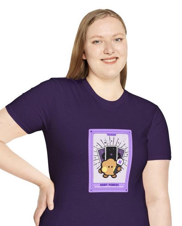 BTS Kpop Shirt, BT21 Shooky Tarot Design, Fan Gift, Concert Outfit Tee, Unisex Cotton Top