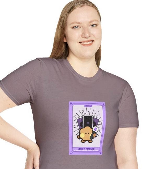BTS Kpop Shirt, BT21 Shooky Tarot Design, Fan Gift, Concert Outfit Tee, Unisex Cotton Top