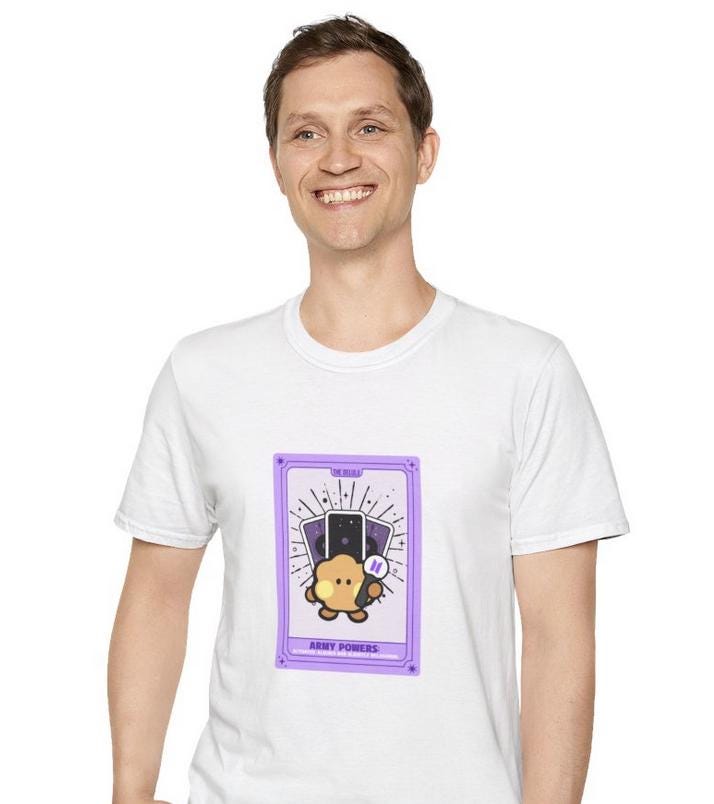 BTS Kpop Shirt, BT21 Shooky Tarot Design, Fan Gift, Concert Outfit Tee, Unisex Cotton Top