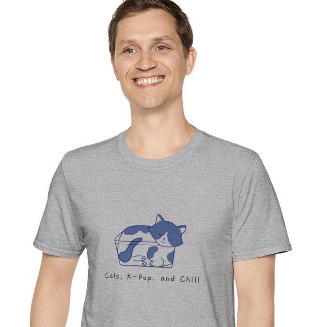Kpop Cat Shirt, Cats and Chill Tee, Funny Fan Merch, Cute Outfit, Unisex Cotton T-Shirt