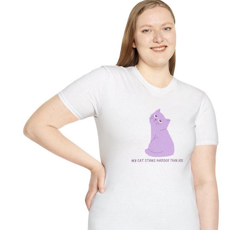 Kpop Cat Shirt, My Cat Stans Harder Tee, Funny Fan Merch, Concert Outfit, Unisex Cotton Shirt