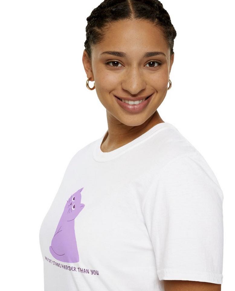 Kpop Cat Shirt, My Cat Stans Harder Tee, Funny Fan Merch, Concert Outfit, Unisex Cotton Shirt