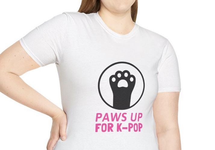 Kpop Shirt, Paws Up for Kpop Tee, Fan Merch, Concert Outfit, Unisex Cotton T-Shirt
