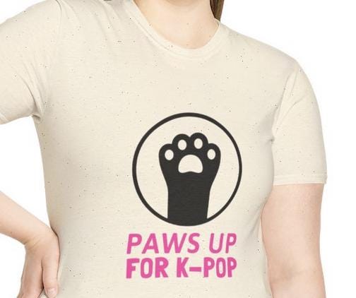 Kpop Shirt, Paws Up for Kpop Tee, Fan Merch, Concert Outfit, Unisex Cotton T-Shirt