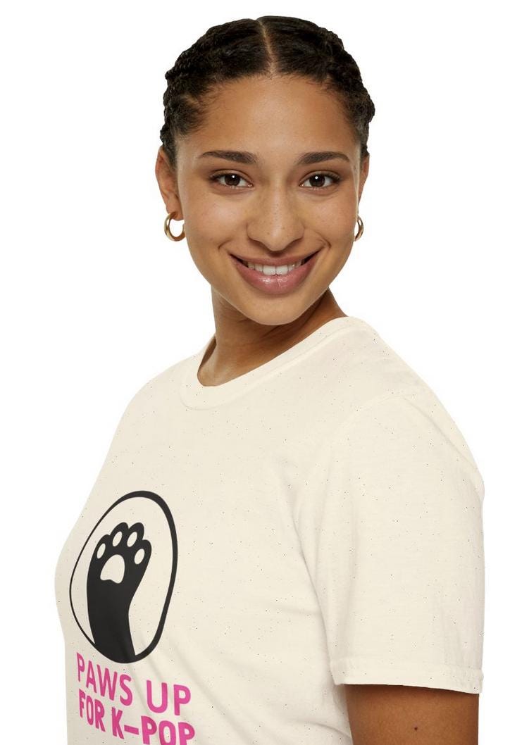 Kpop Shirt, Paws Up for Kpop Tee, Fan Merch, Concert Outfit, Unisex Cotton T-Shirt