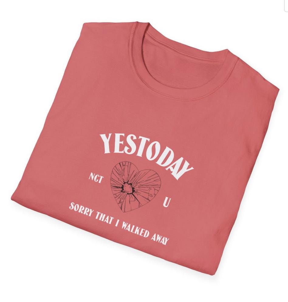 NCT U Kpop Shirt, Yestoday Lyric Tee, Fan Merch, Concert Outfit, Unisex Cotton T-Shirt